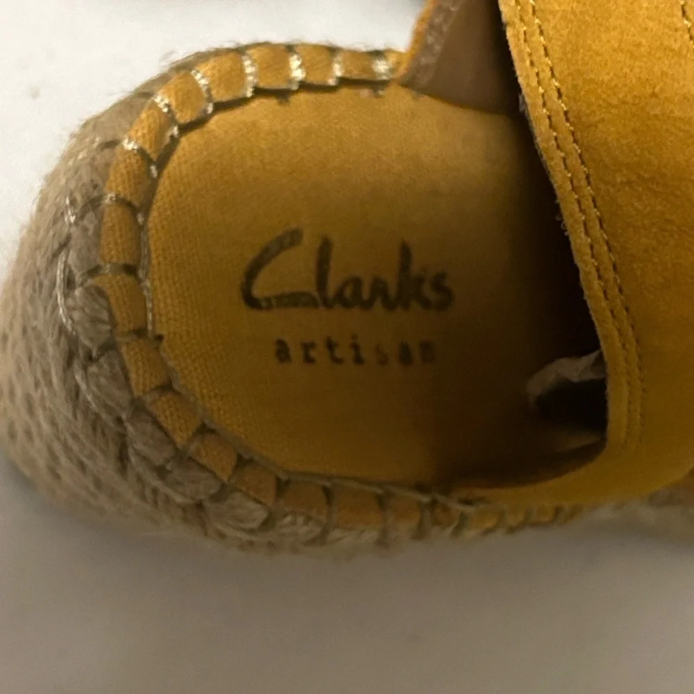 Clarks Yellow Espadrille Wedge Sandals